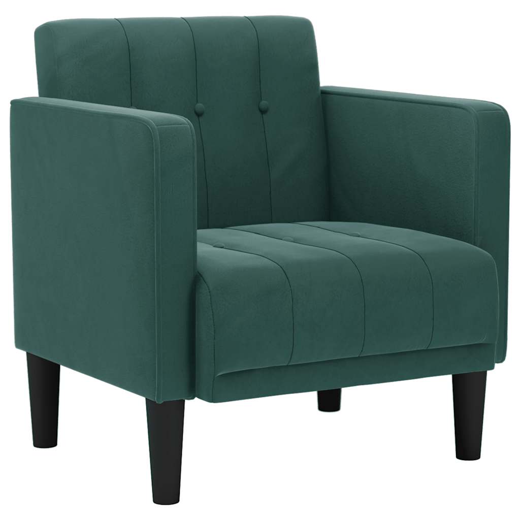 vidaXL Canapea scaun cu cotiere, verde închis, 53 cm, catifea