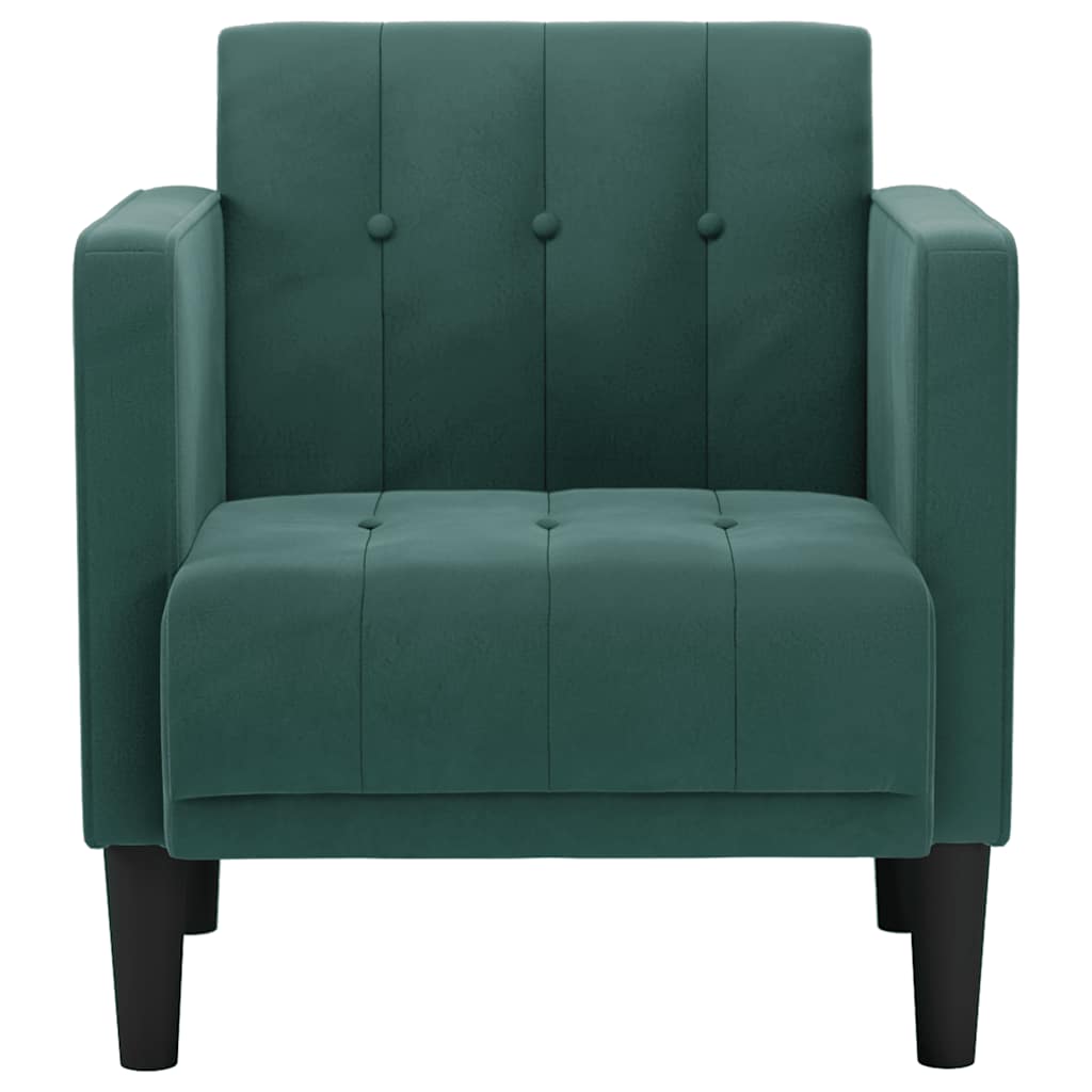 vidaXL Canapea scaun cu cotiere, verde închis, 53 cm, catifea