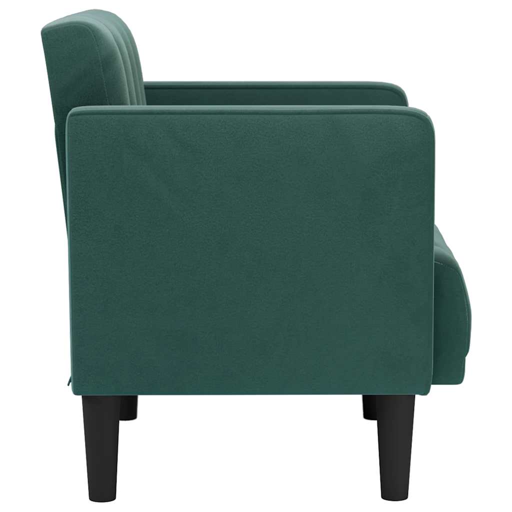 vidaXL Canapea scaun cu cotiere, verde închis, 53 cm, catifea