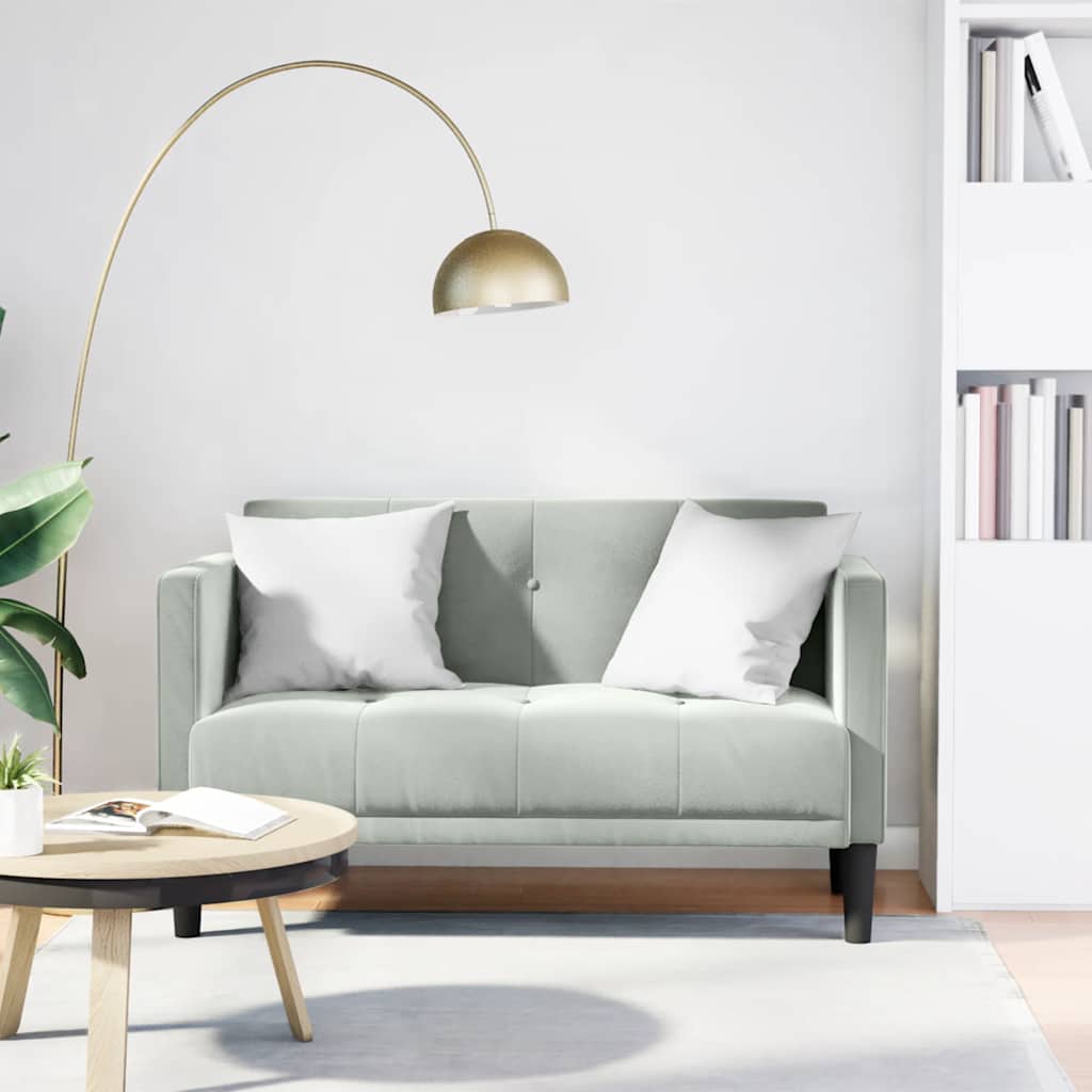 vidaXL Canapea loveseat, gri deschis, 111 cm, catifea vidaXL Canapea loveseat, gri deschis, 111 cm, catifea