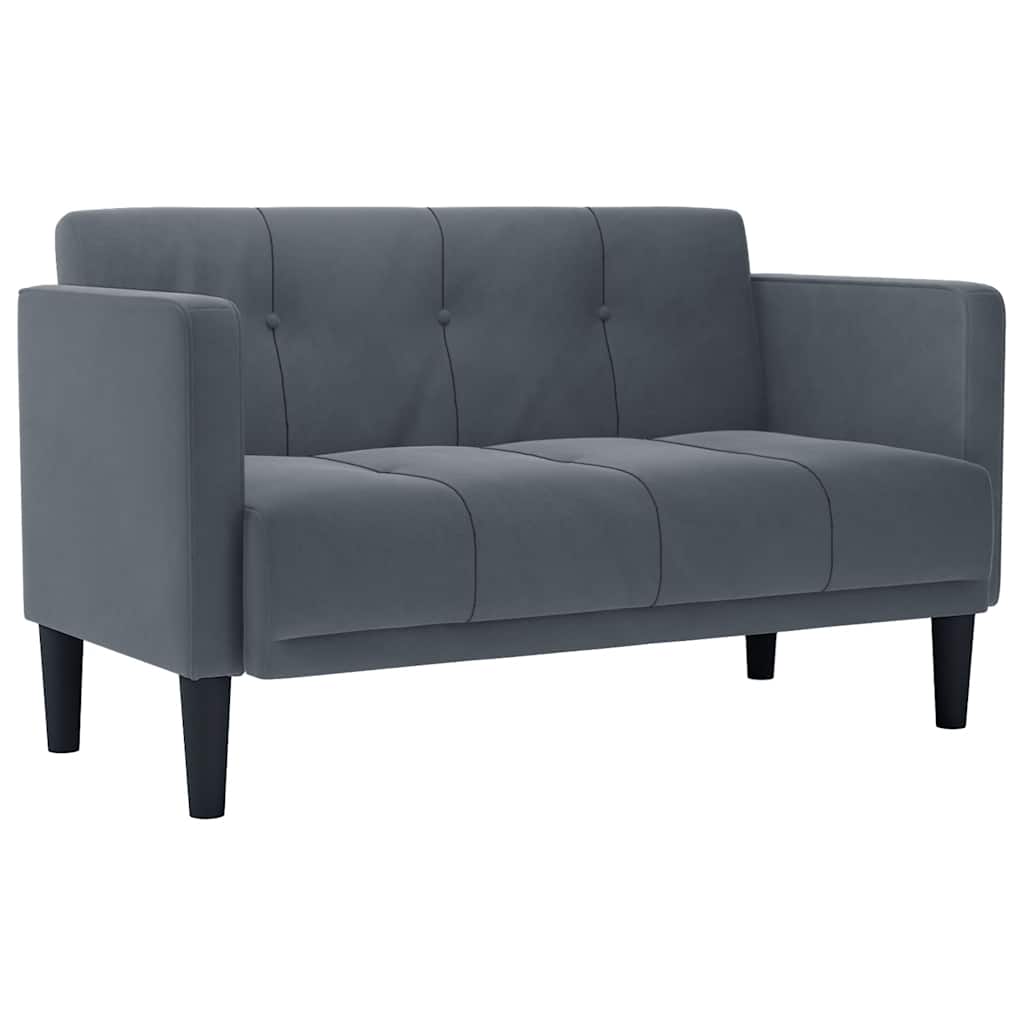 vidaXL Canapea loveseat, gri închis, 111 cm, catifea vidaXL Canapea loveseat, gri închis, 111 cm, catifea