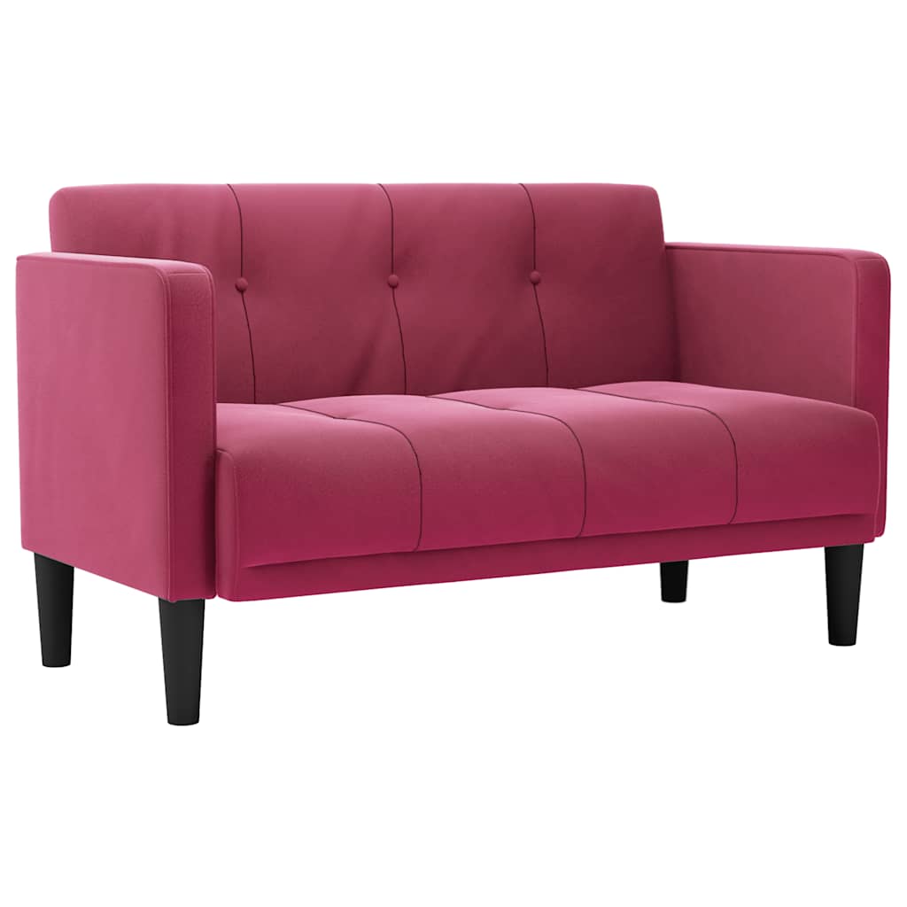 vidaXL Canapea loveseat, vin roșu, 111 cm, catifea