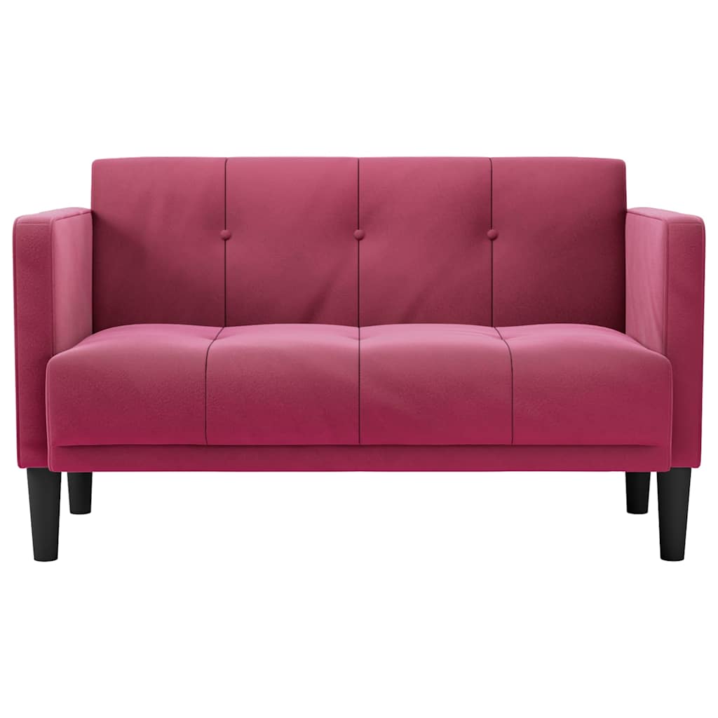 vidaXL Canapea loveseat, vin roșu, 111 cm, catifea