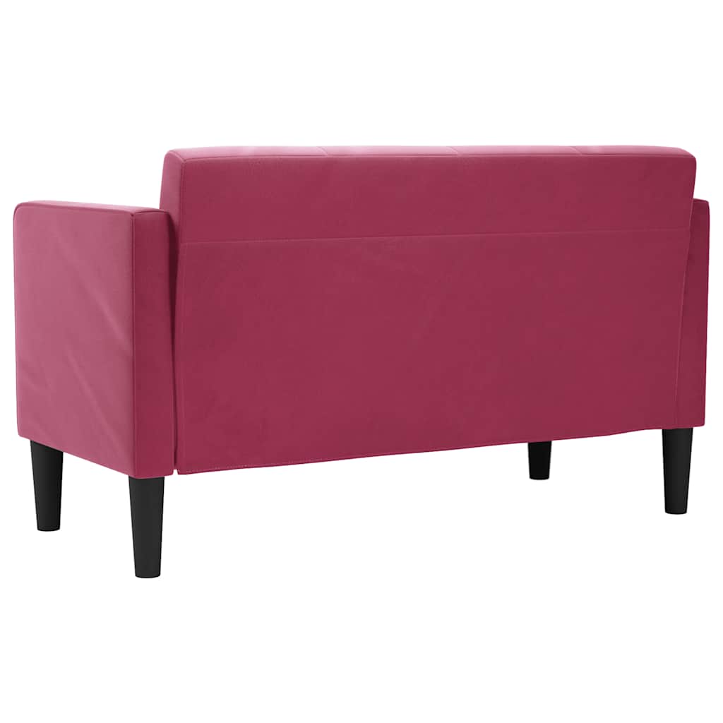 vidaXL Canapea loveseat, vin roșu, 111 cm, catifea