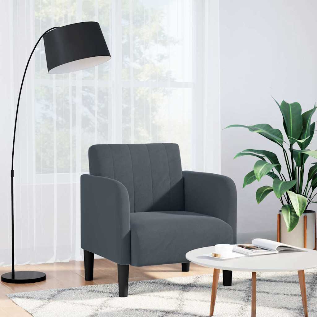 vidaXL Canapea Scaun cu cotiere Gri închis 54 cm catifea vidaXL Canapea Scaun cu cotiere Gri închis 54 cm catifea