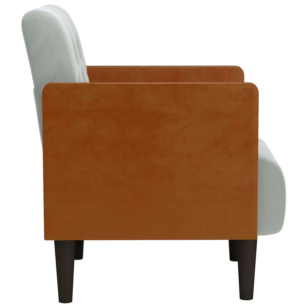 vidaXL Canapea scaun cu cotiere, gri deschis, 55 cm, catifea vidaXL Canapea scaun cu cotiere, gri deschis, 55 cm, catifea