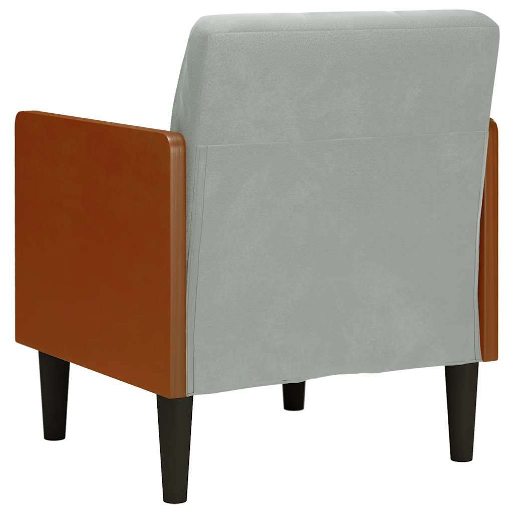 vidaXL Canapea scaun cu cotiere, gri deschis, 55 cm, catifea vidaXL Canapea scaun cu cotiere, gri deschis, 55 cm, catifea