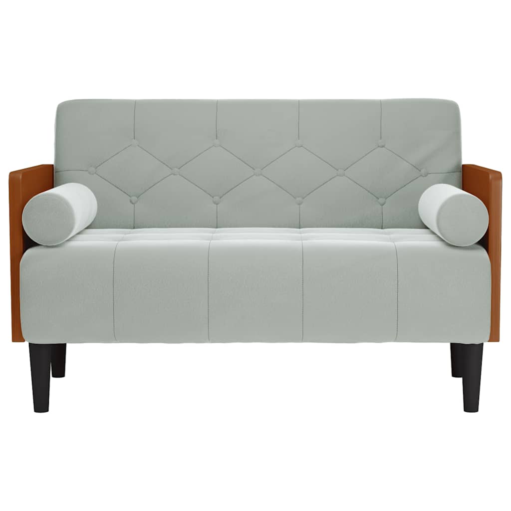 vidaXL Canapea loveseat cu perne de sustinere gri deschis 110 cm vidaXL Canapea loveseat cu perne de sustinere gri deschis 110 cm