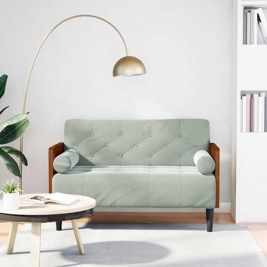vidaXL Canapea loveseat cu perne de sustinere gri deschis 110 cm vidaXL Canapea loveseat cu perne de sustinere gri deschis 110 cm