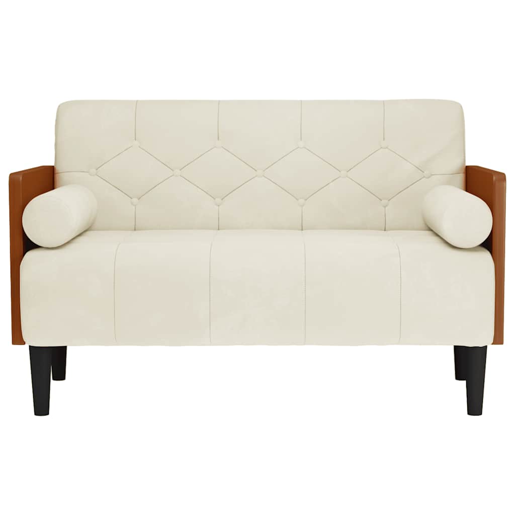 vidaXL Canapea loveseat cu perne de sustinere crem 110 cm catifea vidaXL Canapea loveseat cu perne de sustinere crem 110 cm catifea