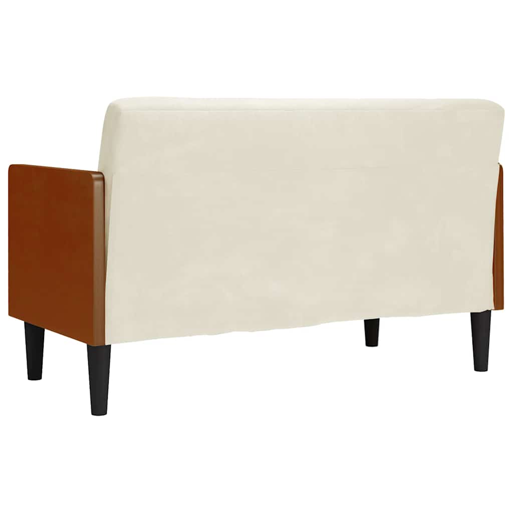 vidaXL Canapea loveseat cu perne de sustinere crem 110 cm catifea vidaXL Canapea loveseat cu perne de sustinere crem 110 cm catifea