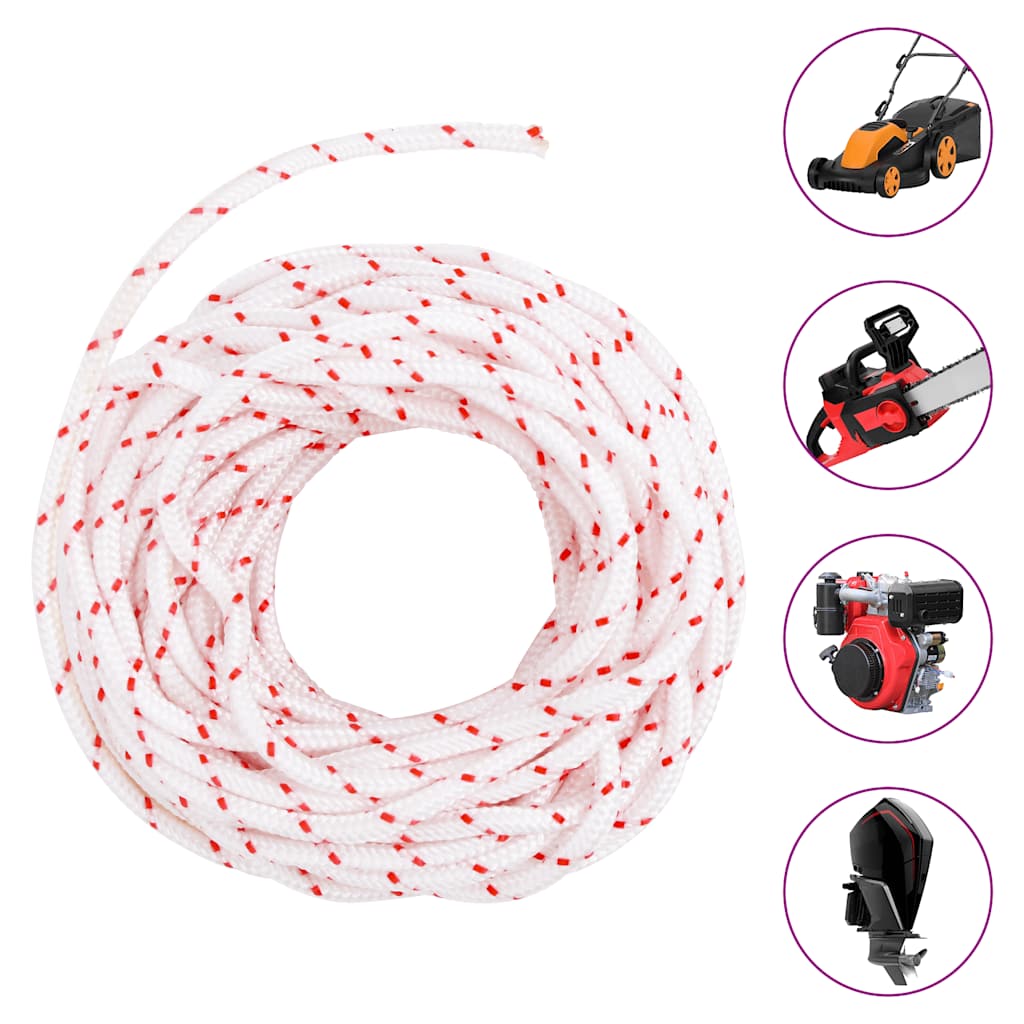vidaXL Cablu de pornire cu tragere, alb și roșu Ø4 mm 10 m nailon vidaXL Cablu de pornire cu tragere, alb și roșu Ø4 mm 10 m nailon