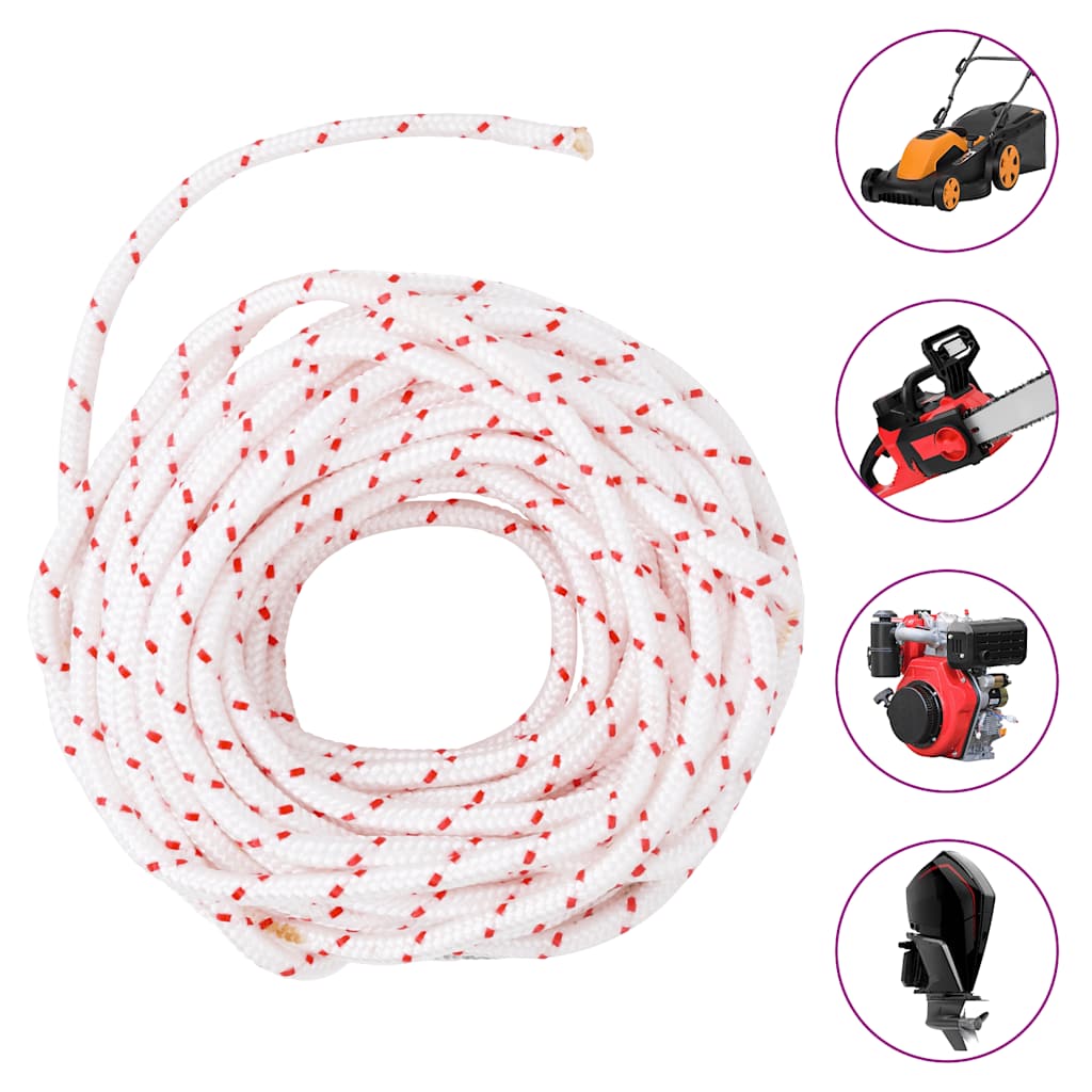 vidaXL Cablu de pornire cu tragere, alb și roșu Ø6 mm 10 m nailon vidaXL Cablu de pornire cu tragere, alb și roșu Ø6 mm 10 m nailon
