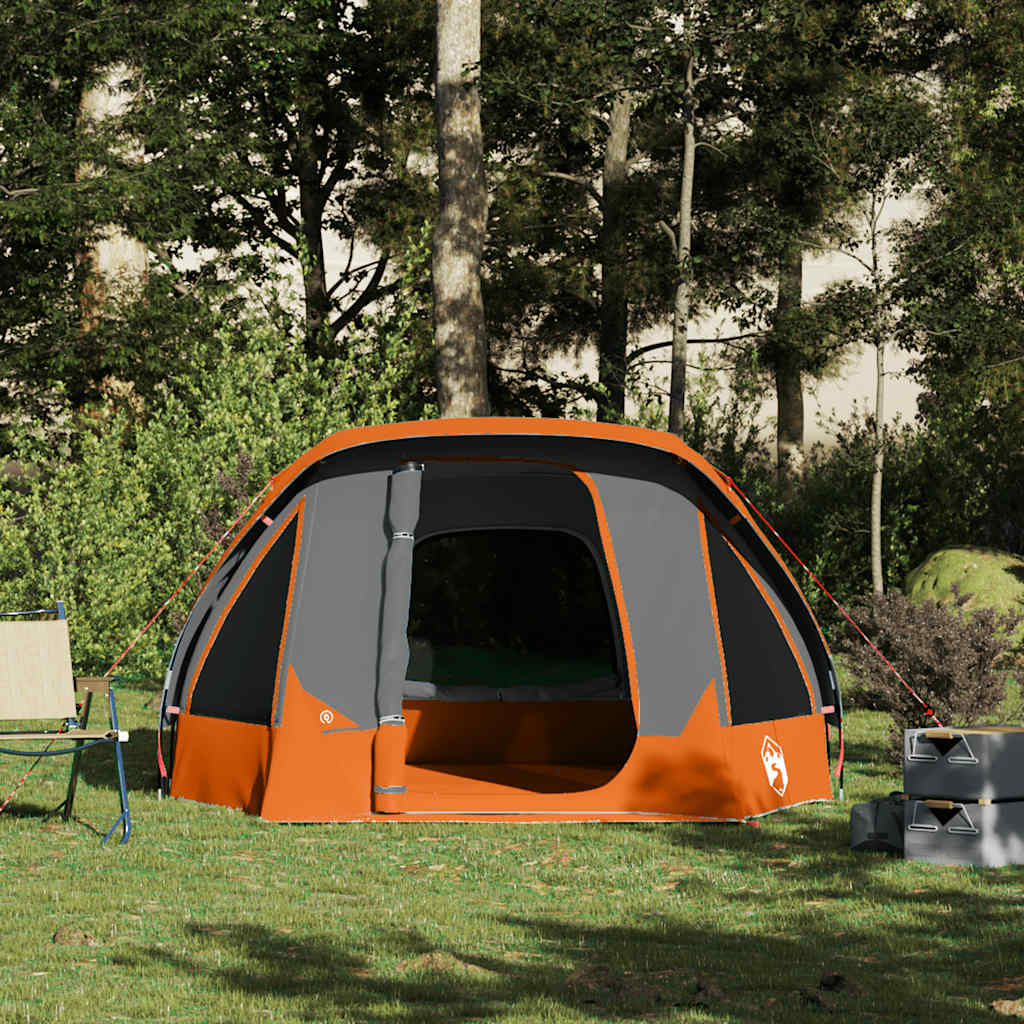 vidaXL Cabină cort de camping 4 persoane gri și portocaliu impermeabil vidaXL Cabină cort de camping 4 persoane gri și portocaliu impermeabil