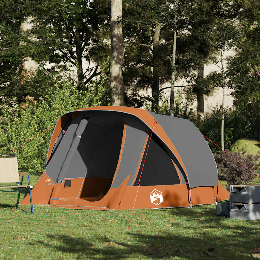 vidaXL Cabină cort de camping 4 persoane gri și portocaliu impermeabil vidaXL Cabină cort de camping 4 persoane gri și portocaliu impermeabil