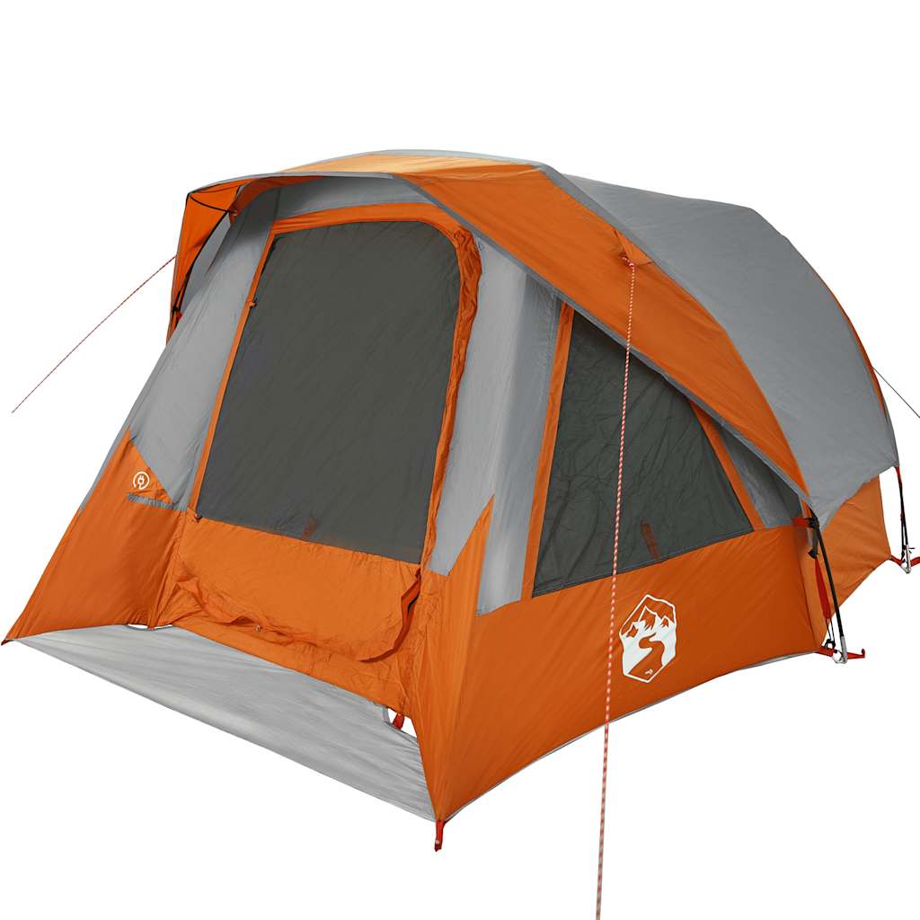 vidaXL Cort de camping pentru 6 persoane, gri/portocaliu, impermeabil