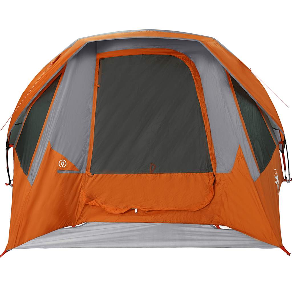 vidaXL Cort de camping pentru 6 persoane, gri/portocaliu, impermeabil