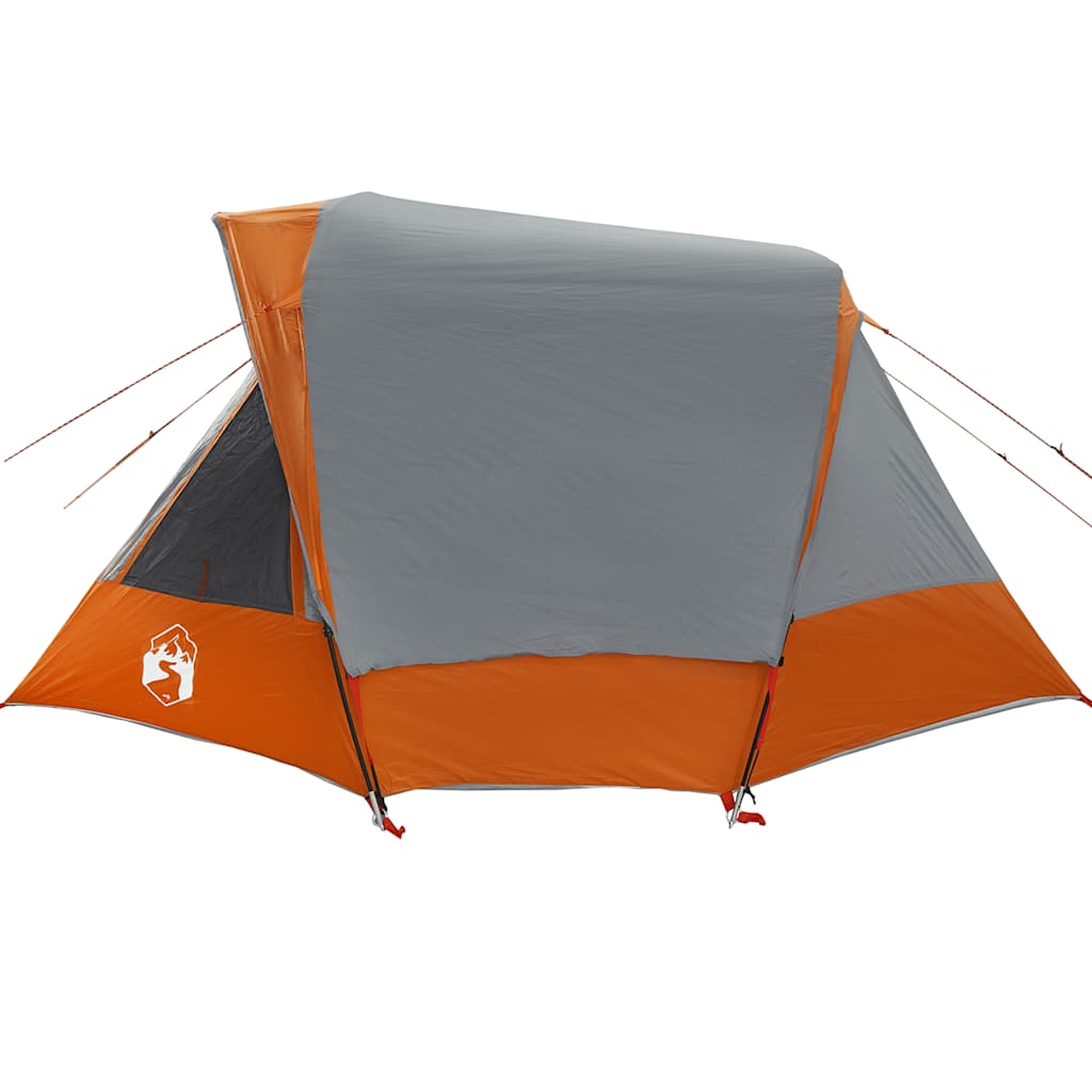 vidaXL Cort de camping pentru 6 persoane, gri/portocaliu, impermeabil