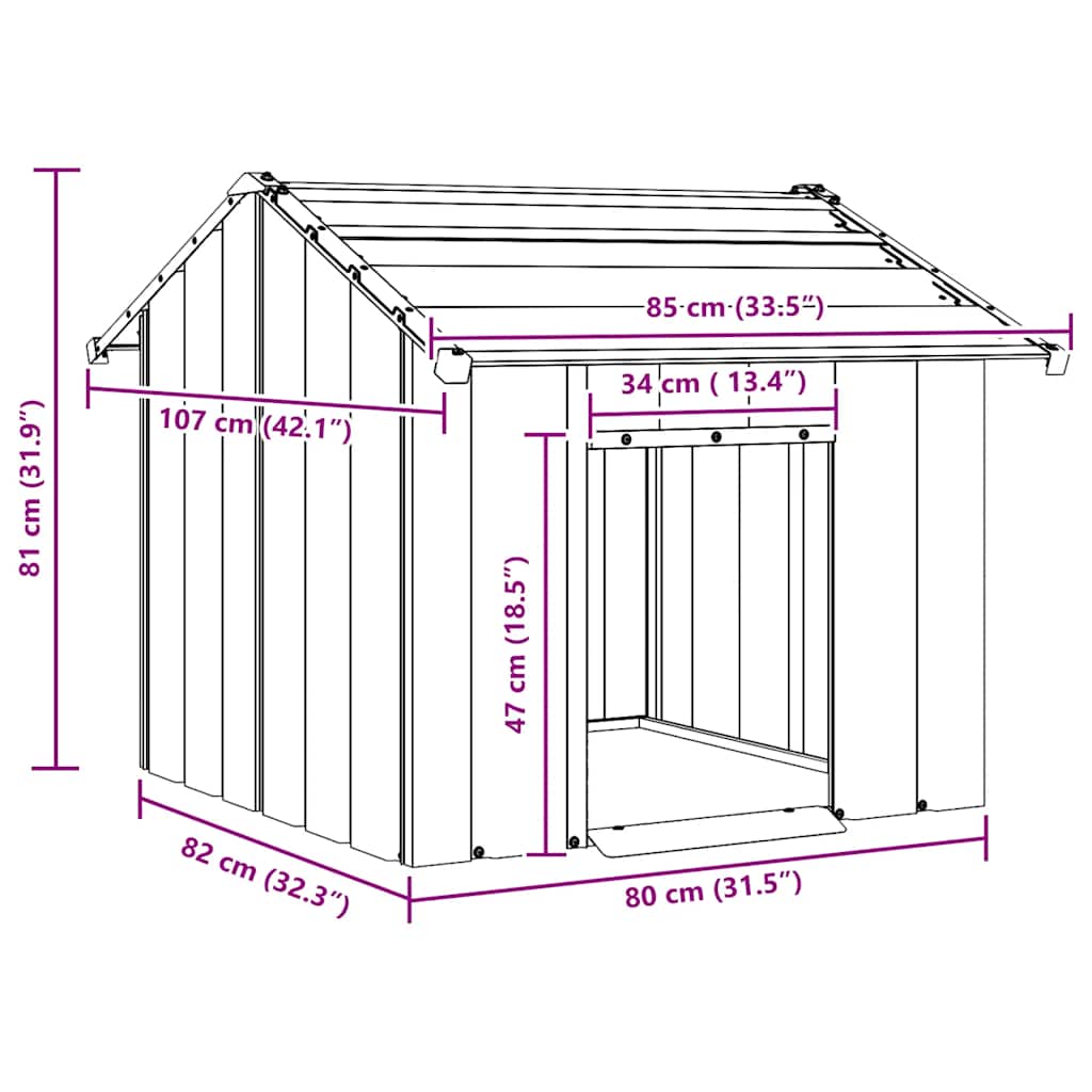 vidaXL Casă pentru câini cu acoperiș 85x107x81 cm oțel galvanizat vidaXL Casă pentru câini cu acoperiș 85x107x81 cm oțel galvanizat