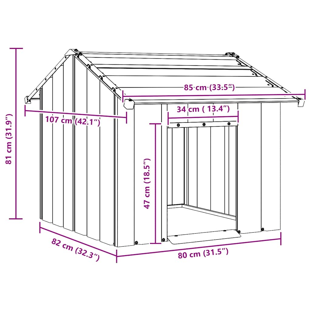vidaXL Casă pentru câini cu acoperiș 85x107x81 cm oțel galvanizat vidaXL Casă pentru câini cu acoperiș 85x107x81 cm oțel galvanizat
