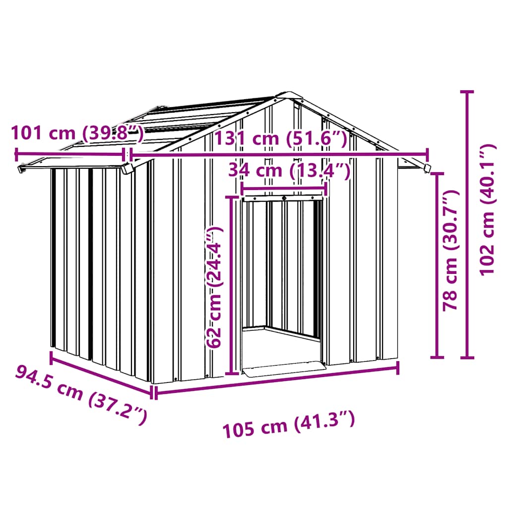 vidaXL Casă pentru câini cu acoperiș 131x101x102 cm oțel galvanizat vidaXL Casă pentru câini cu acoperiș 131x101x102 cm oțel galvanizat