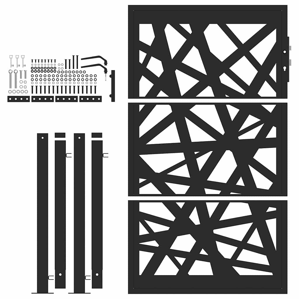vidaXL Poarta de gradina neagra 105x155 cm Design cu lumina din otel