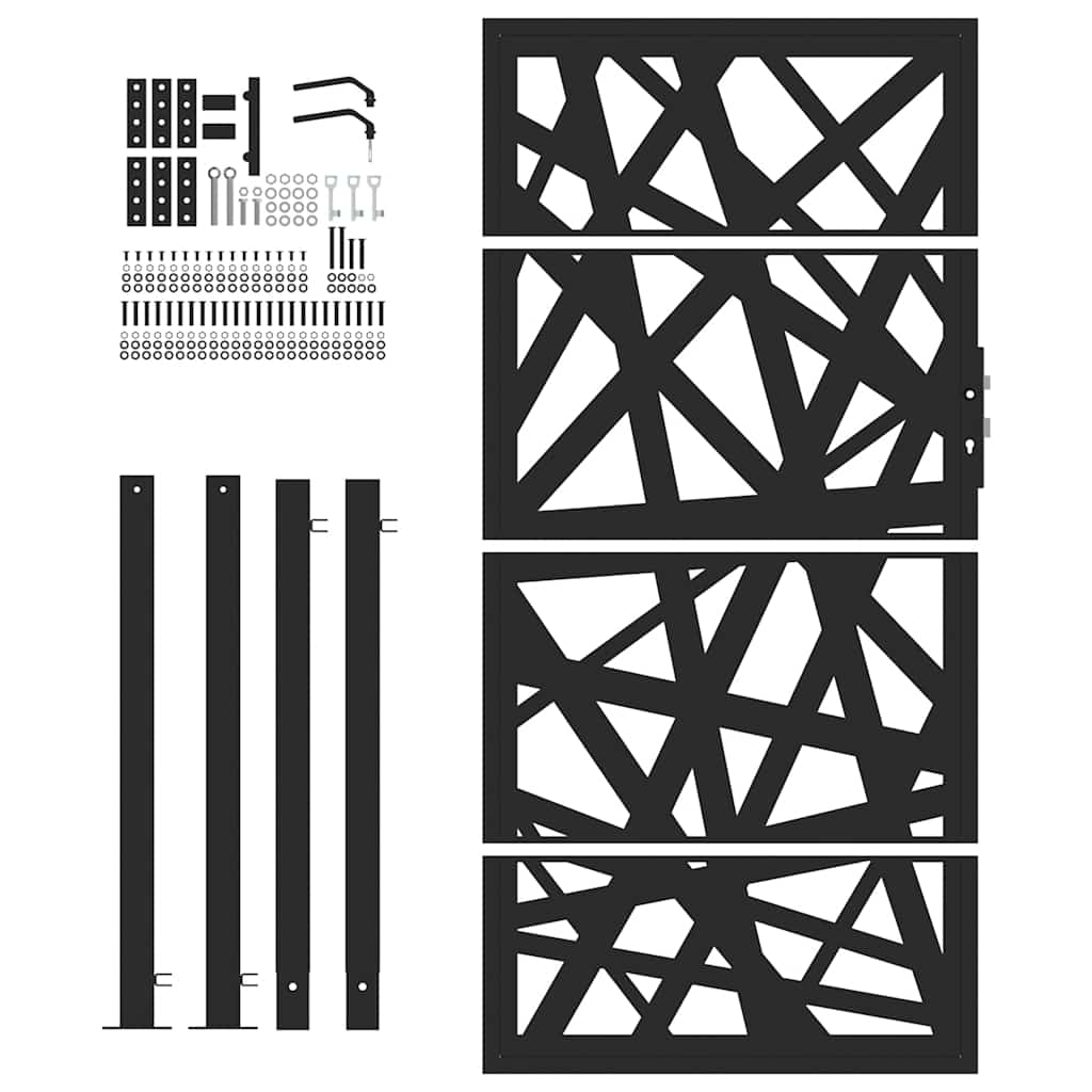 vidaXL Poarta de gradina neagra 105x180 cm Design cu lumina din otel