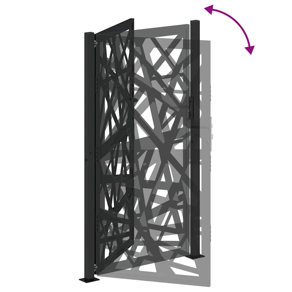 vidaXL Poarta de gradina neagra 105x180 cm Design cu lumina din otel