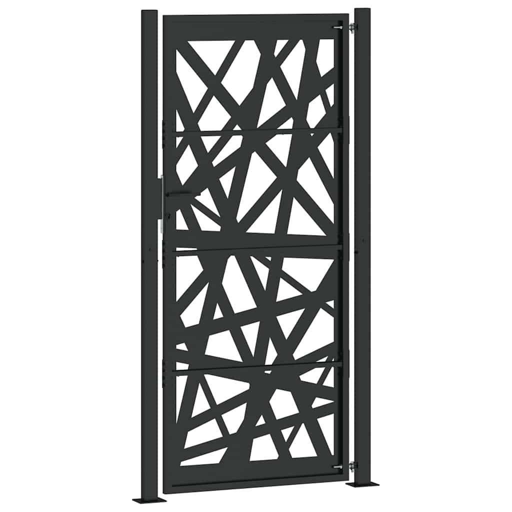 vidaXL Poarta de gradina neagra 105x205 cm Design cu lumina din otel vidaXL Poarta de gradina neagra 105x205 cm Design cu lumina din otel