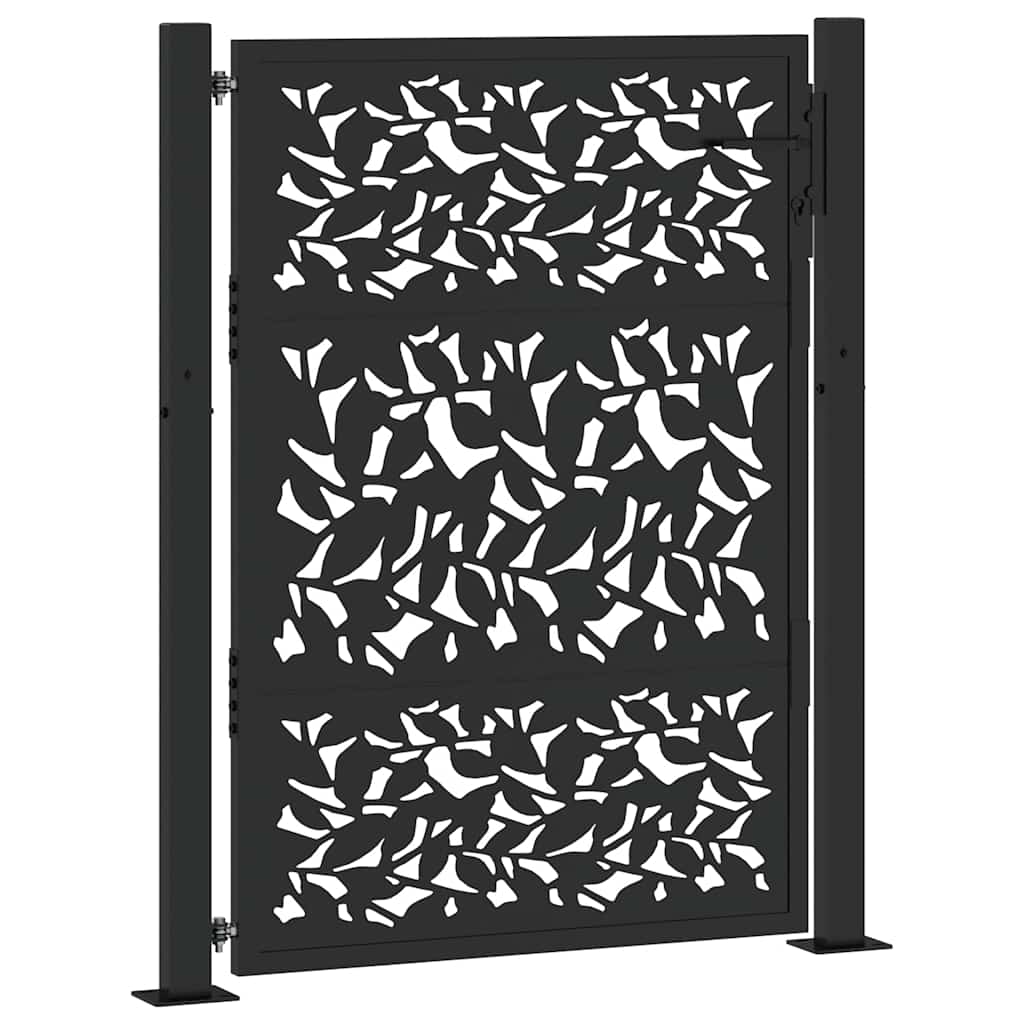 vidaXL Poarta de gradina neagra 105x130 cm Design cu frunze de otel vidaXL Poarta de gradina neagra 105x130 cm Design cu frunze de otel