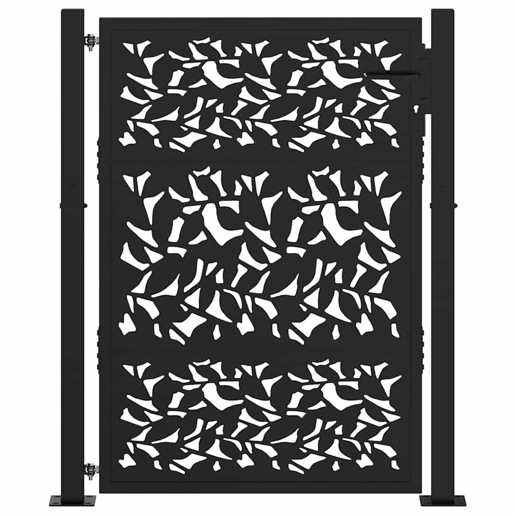 vidaXL Poarta de gradina neagra 105x130 cm Design cu frunze de otel vidaXL Poarta de gradina neagra 105x130 cm Design cu frunze de otel