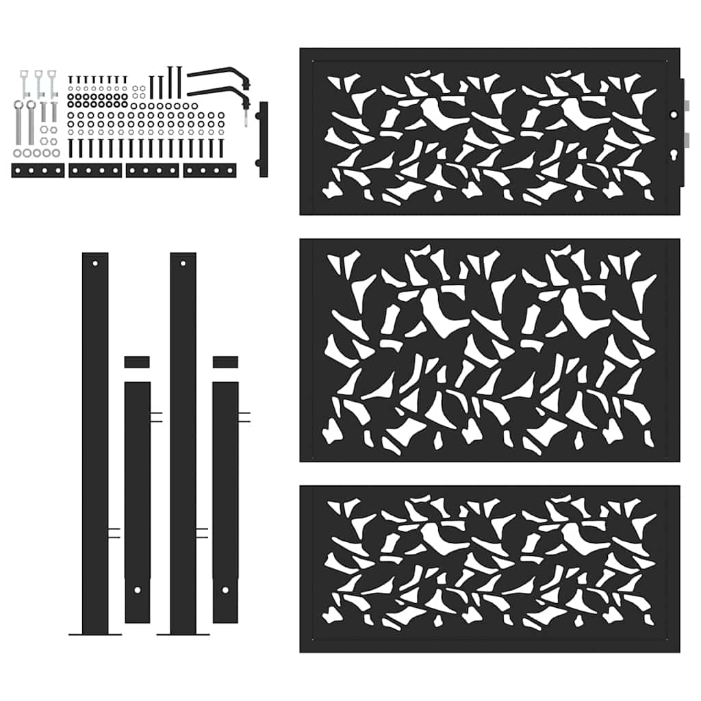 vidaXL Poarta de gradina neagra 105x130 cm Design cu frunze de otel vidaXL Poarta de gradina neagra 105x130 cm Design cu frunze de otel