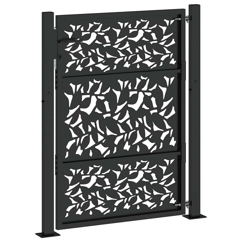 vidaXL Poarta de gradina neagra 105x130 cm Design cu frunze de otel vidaXL Poarta de gradina neagra 105x130 cm Design cu frunze de otel