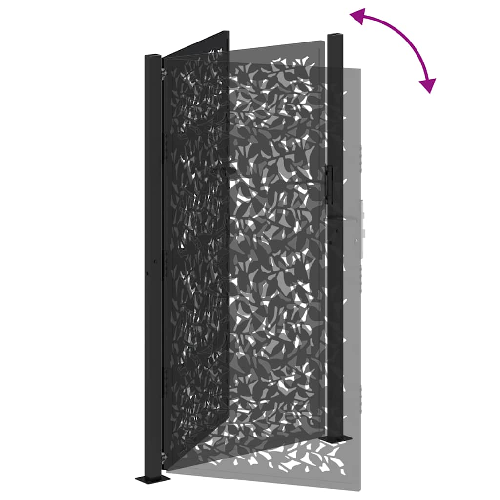 vidaXL Poarta de gradina neagra 105x180 cm Design cu frunze de otel vidaXL Poarta de gradina neagra 105x180 cm Design cu frunze de otel