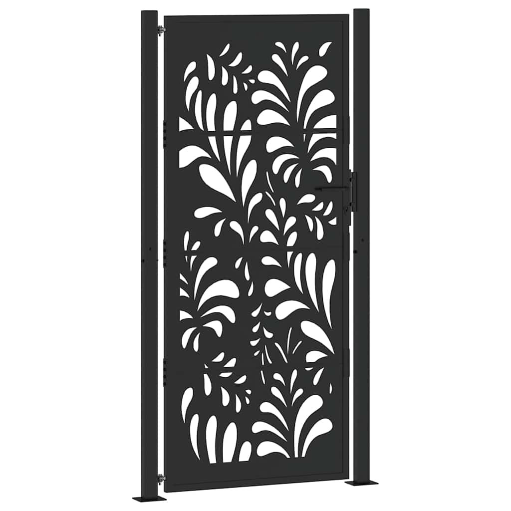 vidaXL Poarta de gradina neagra 105x205 cm Design ondulat de otel vidaXL Poarta de gradina neagra 105x205 cm Design ondulat de otel