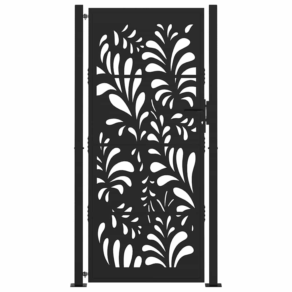 vidaXL Poarta de gradina neagra 105x205 cm Design ondulat de otel vidaXL Poarta de gradina neagra 105x205 cm Design ondulat de otel