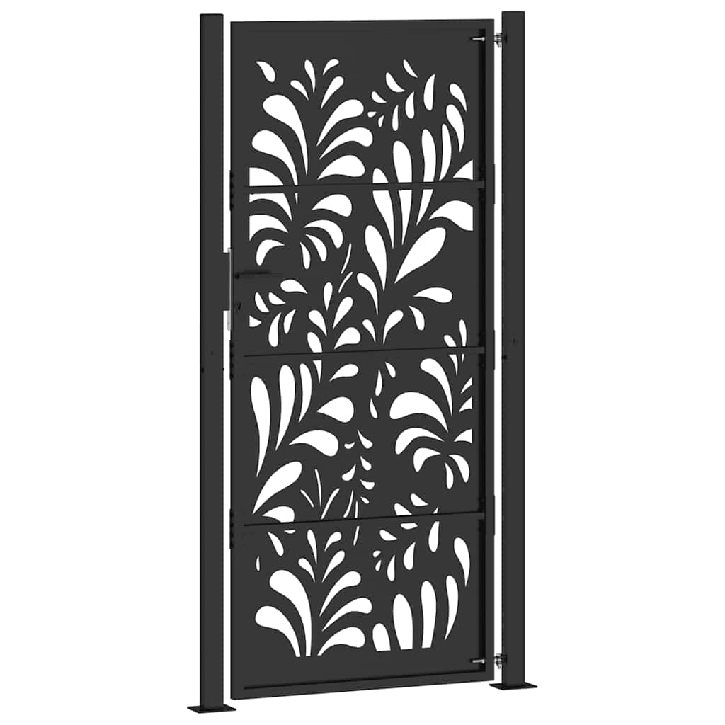 vidaXL Poarta de gradina neagra 105x205 cm Design ondulat de otel vidaXL Poarta de gradina neagra 105x205 cm Design ondulat de otel