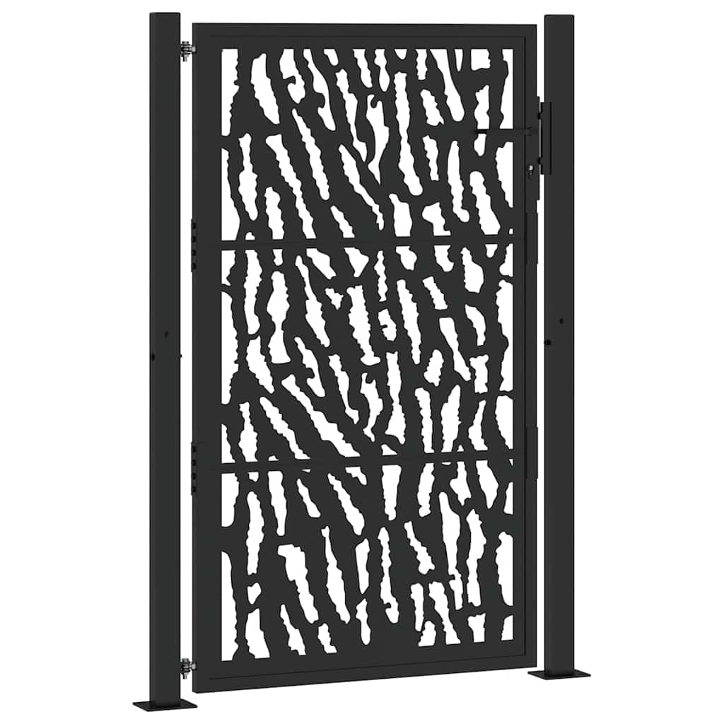 vidaXL Poartă de grădină neagră 105x155 cm Design cu urme de oțel