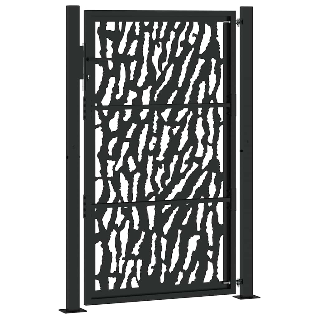 vidaXL Poartă de grădină neagră 105x155 cm Design cu urme de oțel