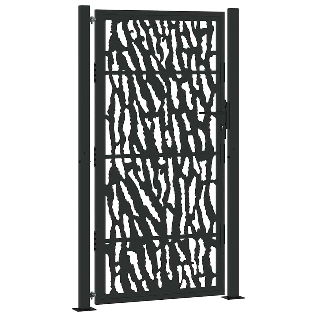 vidaXL Poarta de gradina neagra 105x180 cm Design cu urme din otel