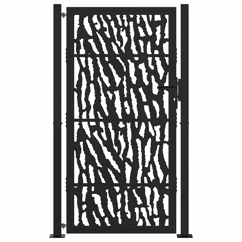 vidaXL Poarta de gradina neagra 105x180 cm Design cu urme din otel