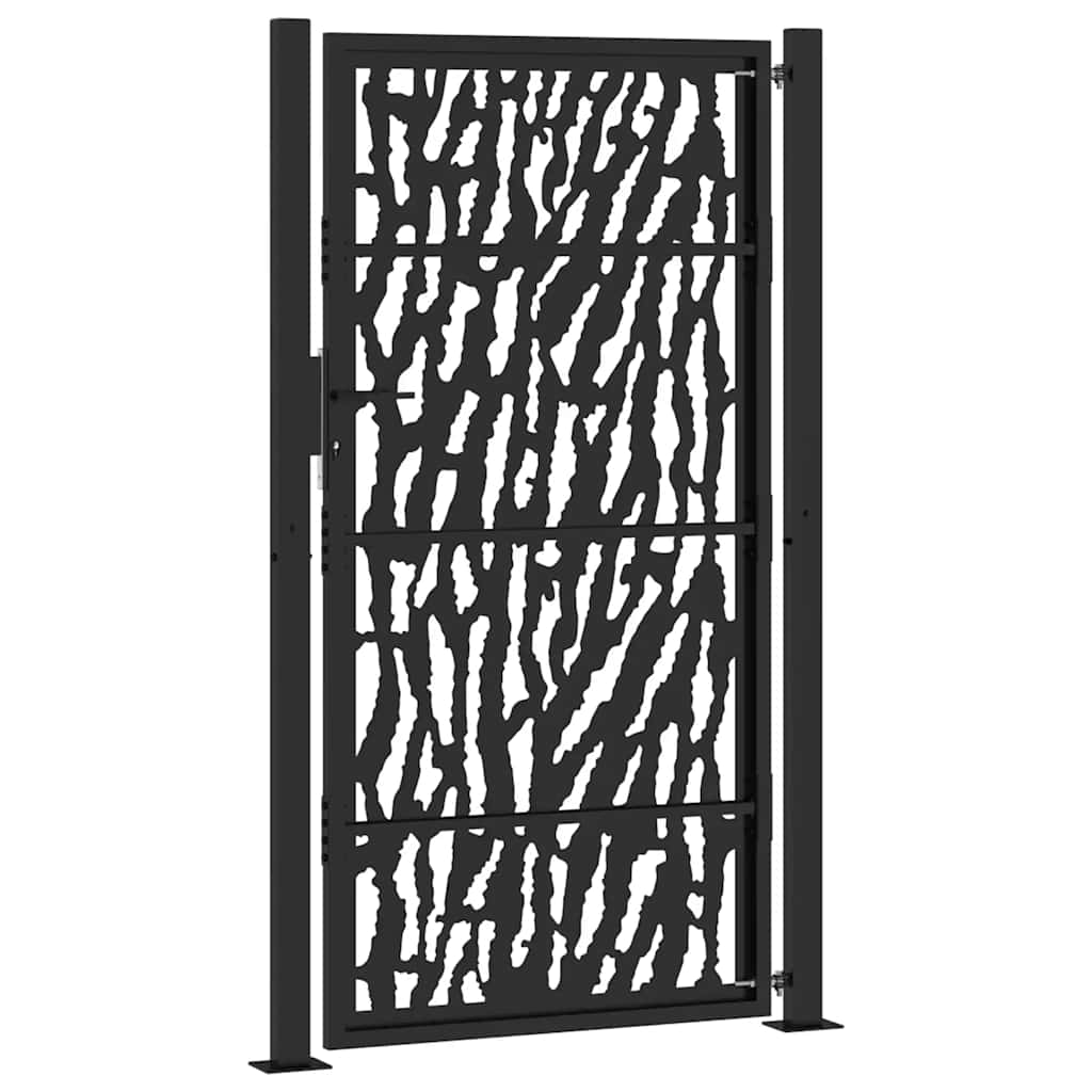 vidaXL Poarta de gradina neagra 105x180 cm Design cu urme din otel