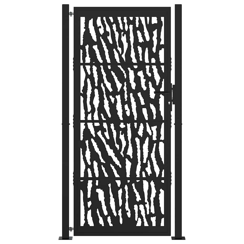 vidaXL Poartă de grădină neagră 105x205 cm Design cu urme de oțel vidaXL Poartă de grădină neagră 105x205 cm Design cu urme de oțel