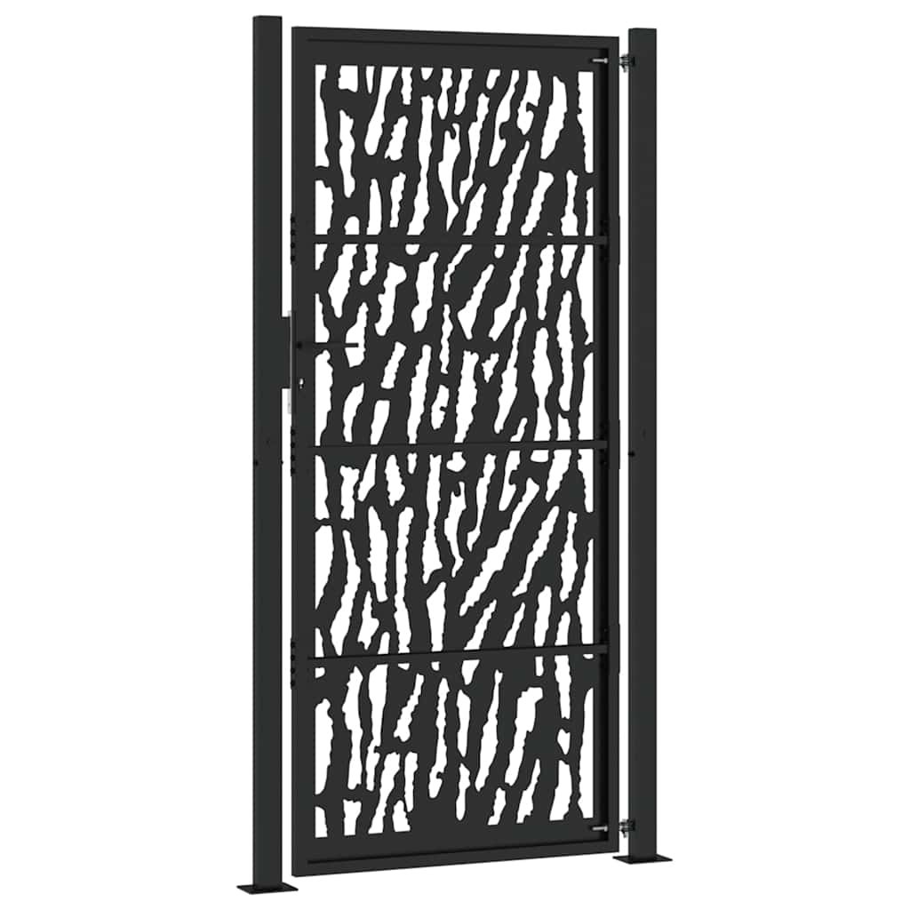 vidaXL Poartă de grădină neagră 105x205 cm Design cu urme de oțel vidaXL Poartă de grădină neagră 105x205 cm Design cu urme de oțel