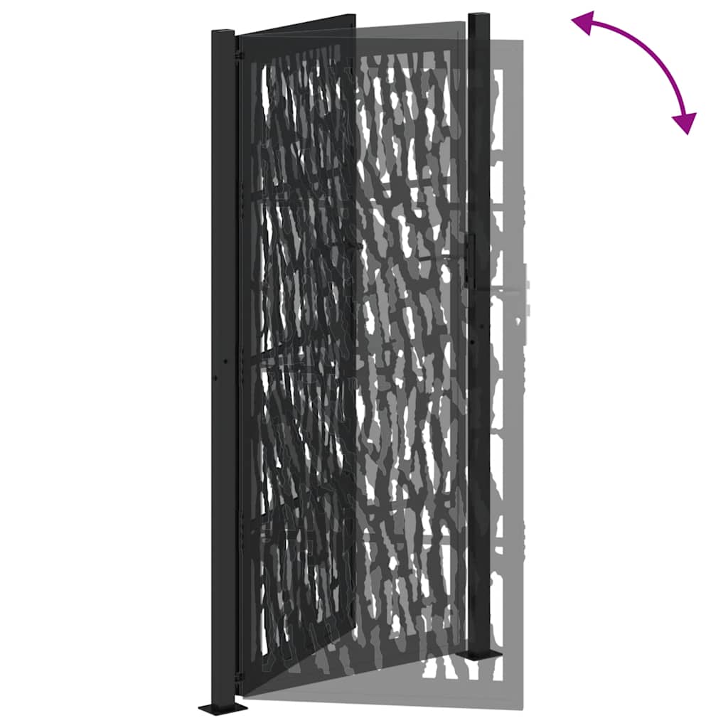 vidaXL Poartă de grădină neagră 105x205 cm Design cu urme de oțel vidaXL Poartă de grădină neagră 105x205 cm Design cu urme de oțel