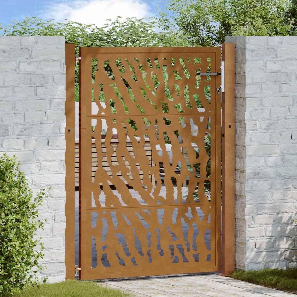 vidaXL Poartă de grădină Design cu urme oțel rezistent la intemperii vidaXL Poartă de grădină Design cu urme oțel rezistent la intemperii