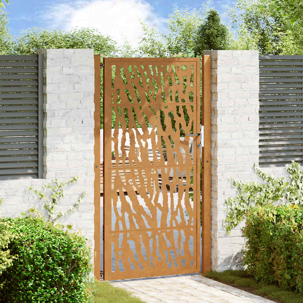 vidaXL Poartă de grădină Design cu urme oțel rezistent la intemperii vidaXL Poartă de grădină Design cu urme oțel rezistent la intemperii