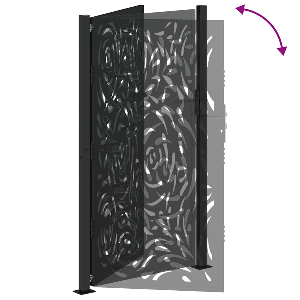 vidaXL Poarta de gradina neagra 105x180 cm design flacara din otel