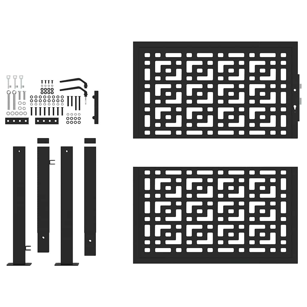 vidaXL Poartă de grădină neagră 105x106 cm Design în cruce de oțel