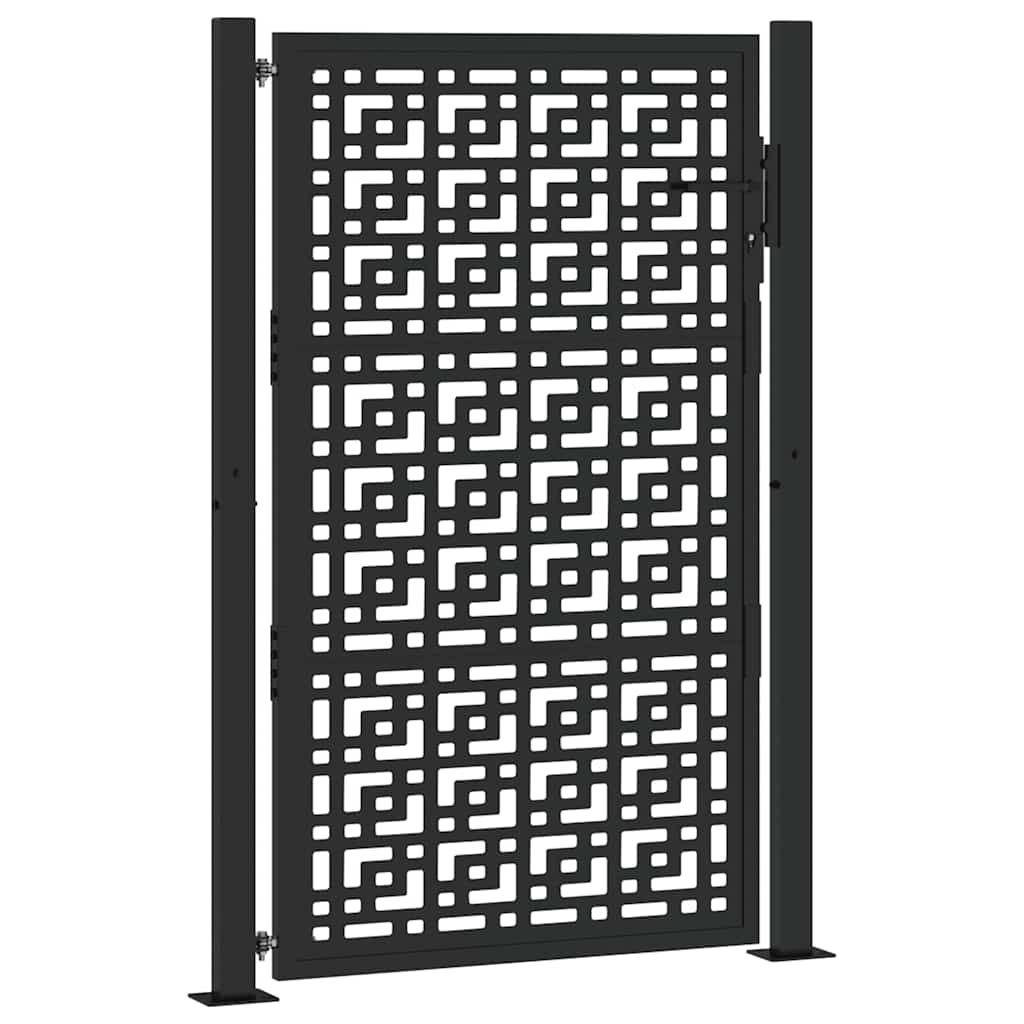 vidaXL Poartă de grădină neagră 105x155 cm Design în cruce de oțel